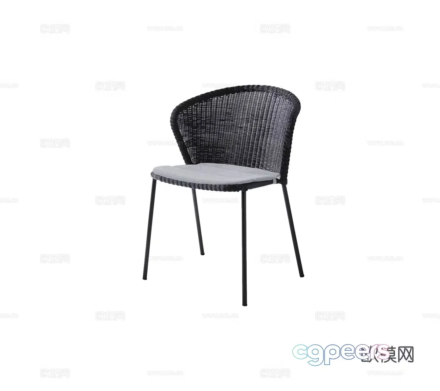 Modern French courtyard garden terrace home decoration dining chair fabric metal single chair 3d model
