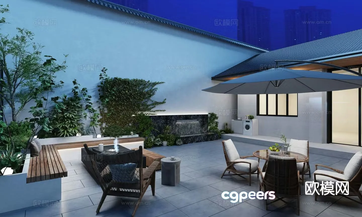 Courtyard landscape backyard 3d model