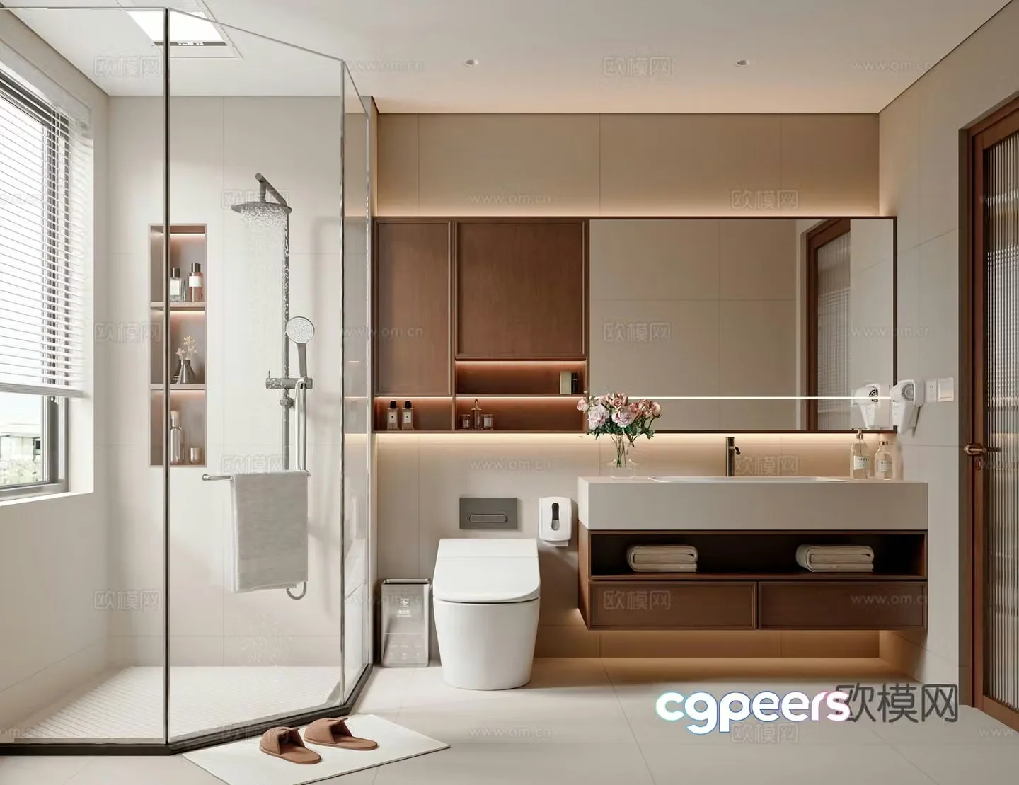 Modern medieval style bathroom shower bathroom cabinet bathroom supplies toilet 3d model