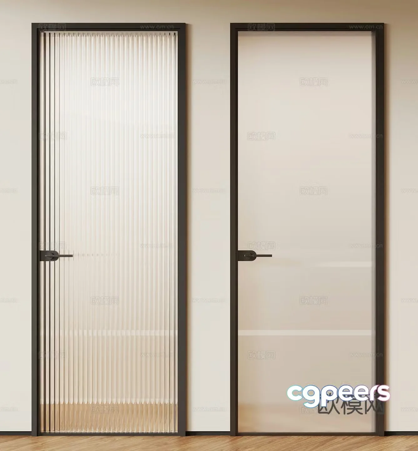 Single-open door Modern single-open door Glass door 3D model
