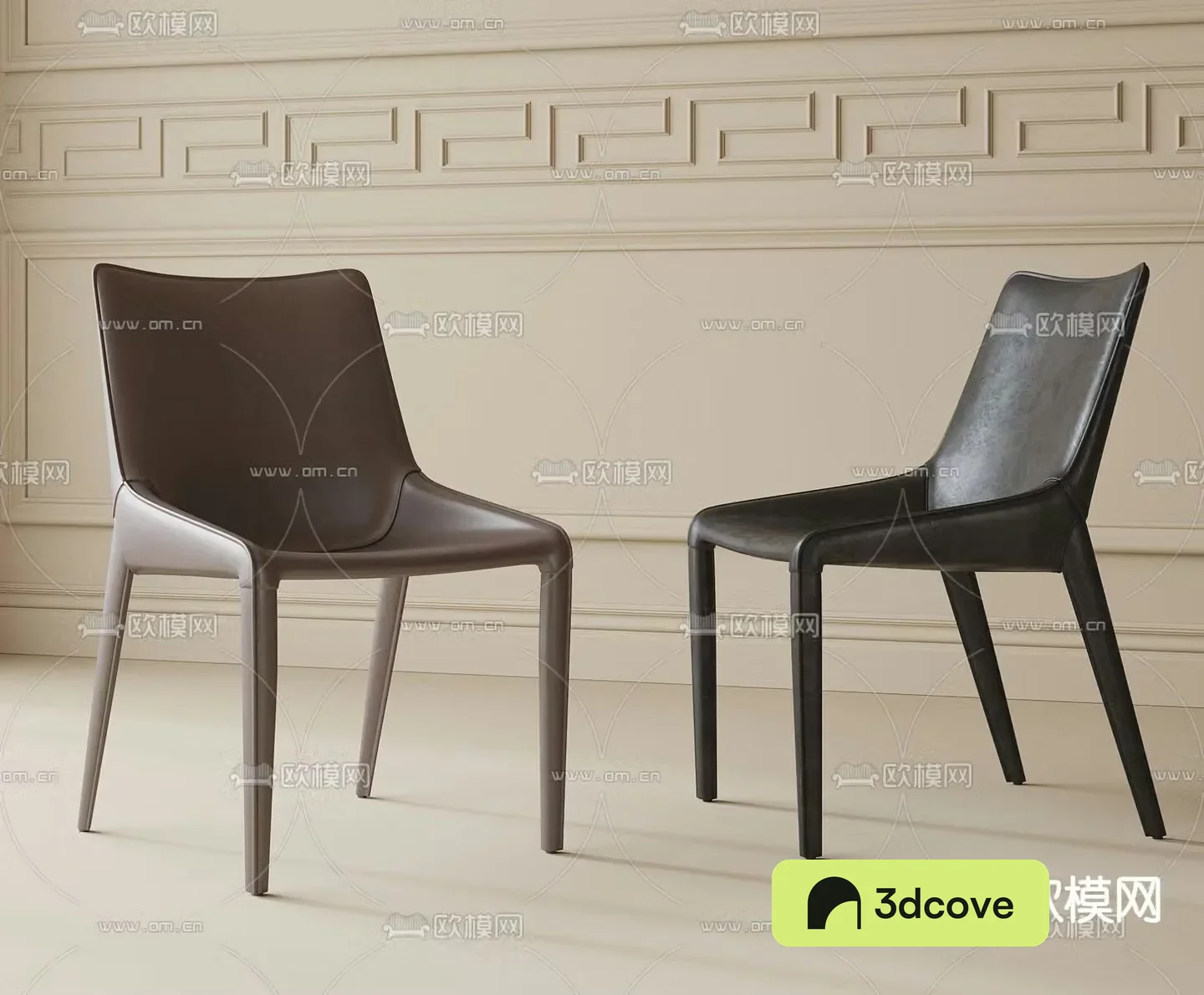 Modern dining chair single chair back chair 3d model