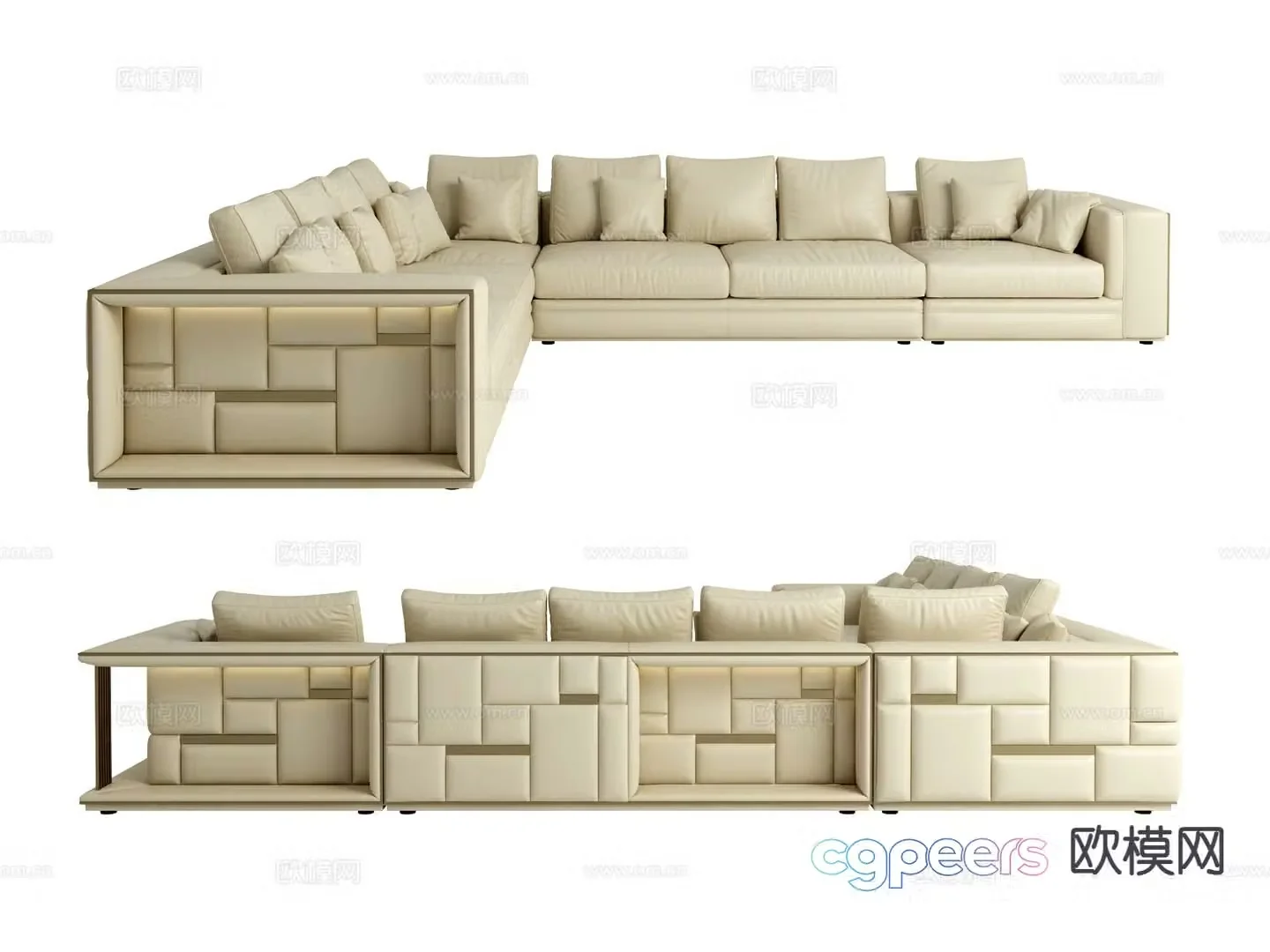 visionnaire Italian light luxury corner sofa multi-person sofa 3D model