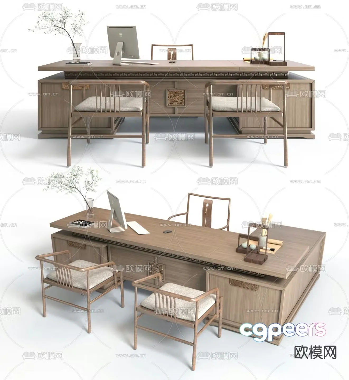 New Chinese desk desk 3d model