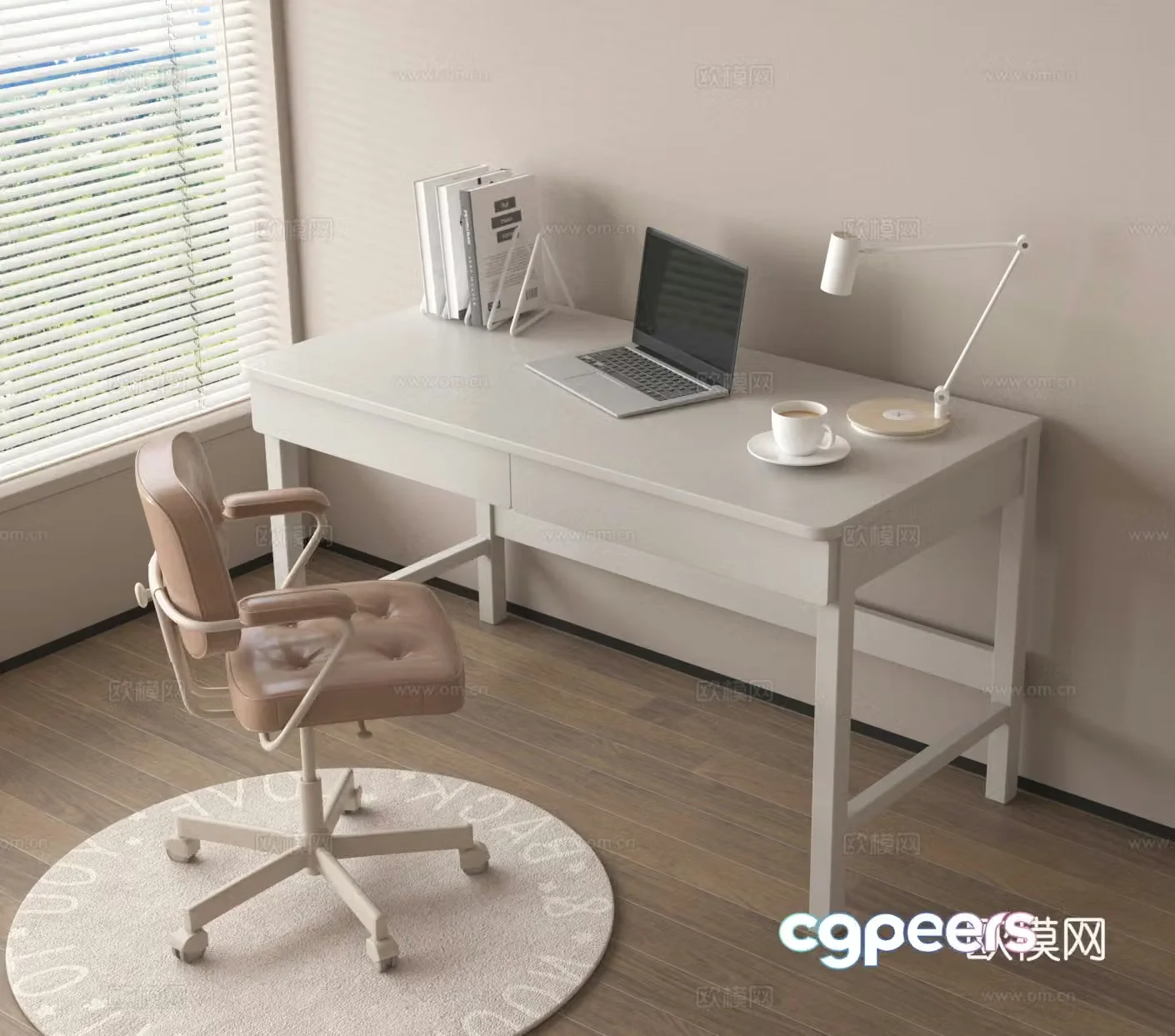 Office desk chair computer desk reading desk desk computer desk lamp 3d model