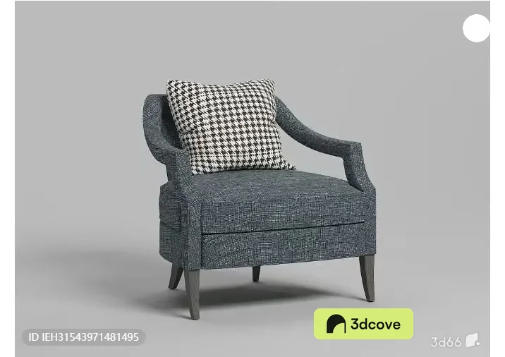 Grey Armchair With Houndstooth Cushion