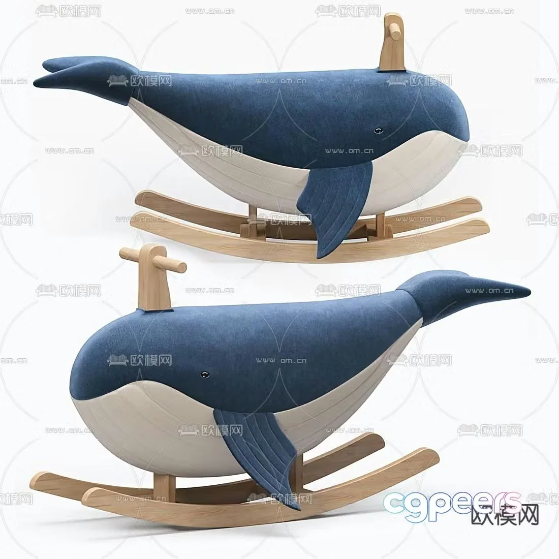 Modern whale children’s rocking rocking chair 3d model