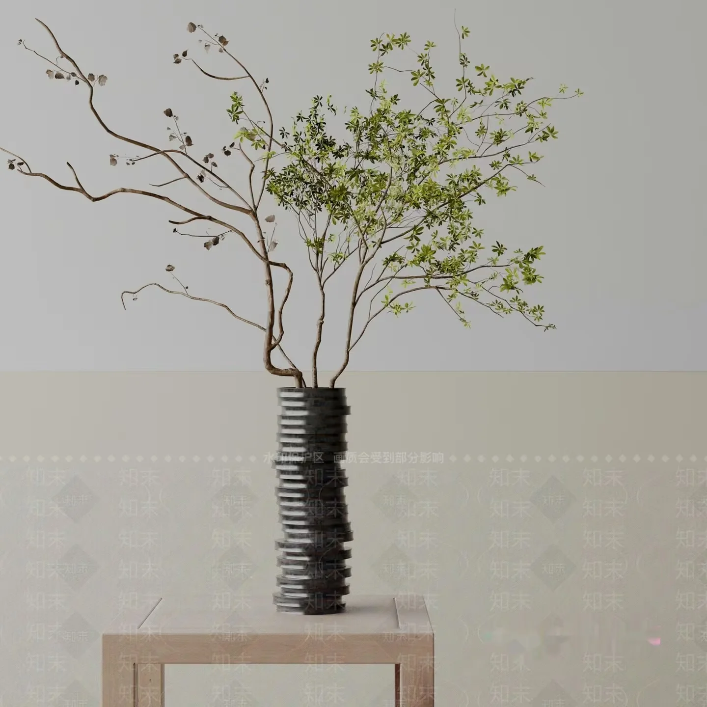 A Tall Gray Vase With A Unique Design 3D Model – 18792 – VRAY Render