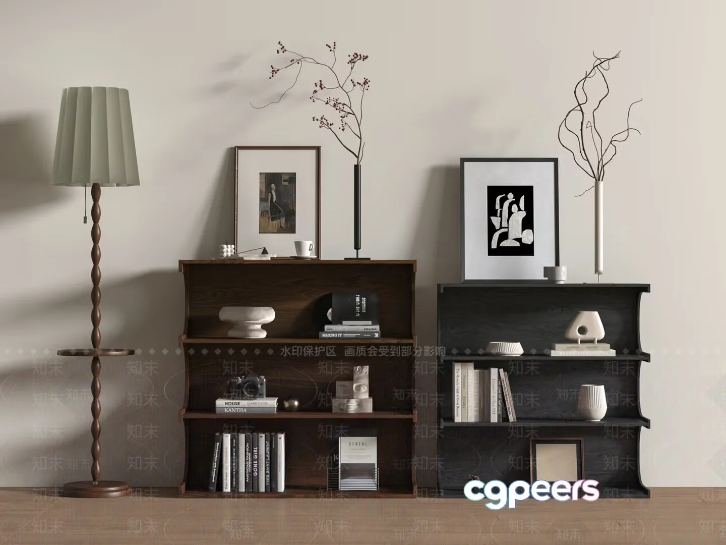 A Bookshelf 3D Model – 19557 – VRAY Render