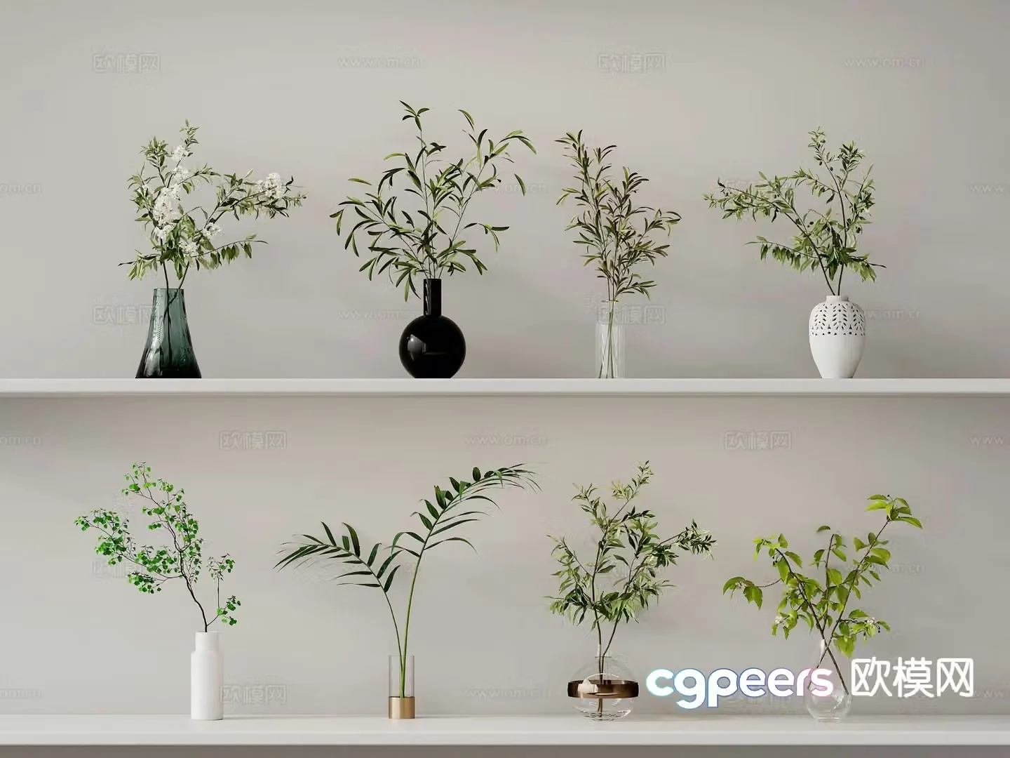 Modern aquatic plants hydroponic green plants 3d model