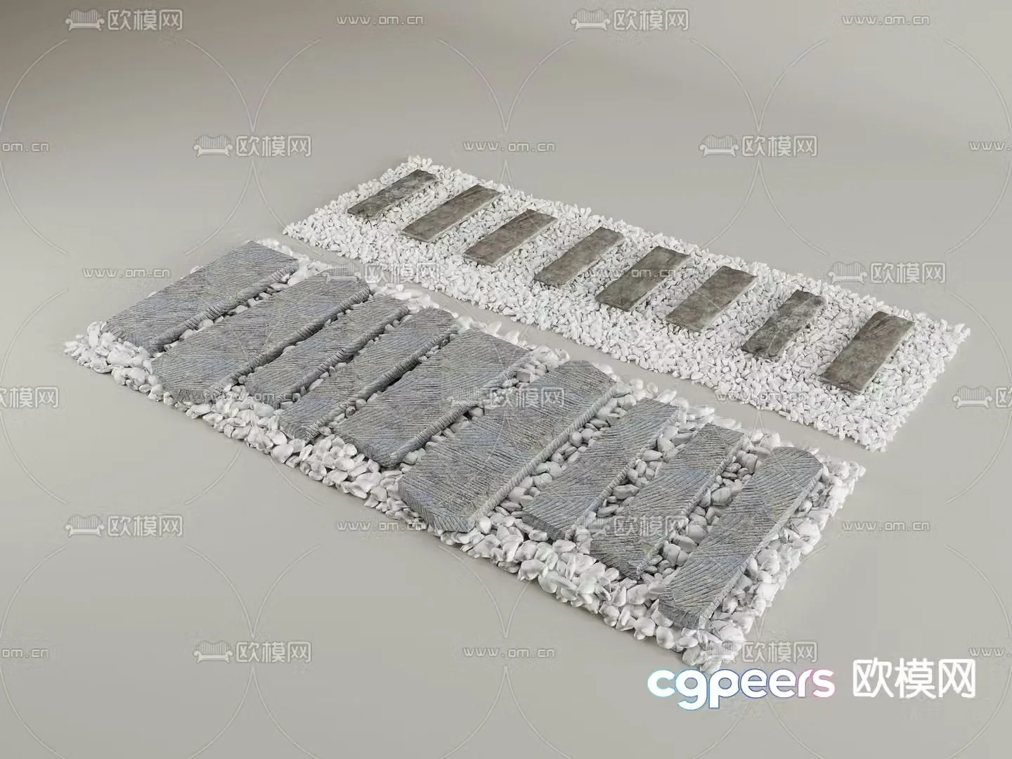 Modern bluestone slab gravel walk 3d model