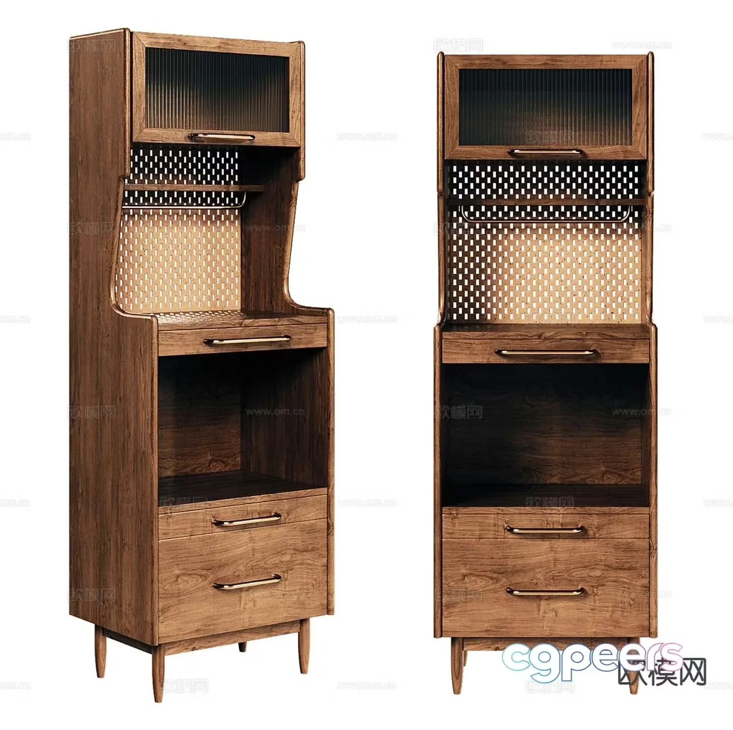 Wabi-sabi style sideboard solid wood cabinet 3d model