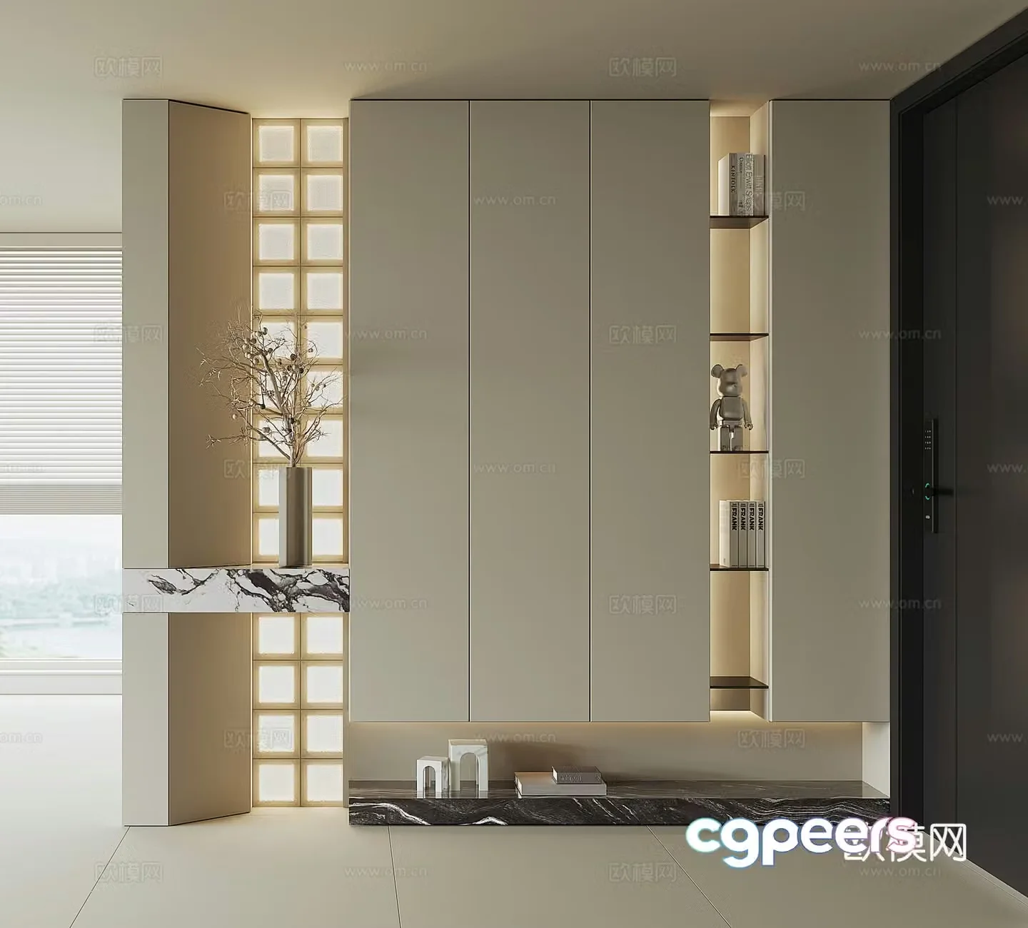 Modern home entrance shoe cabinet 3D model