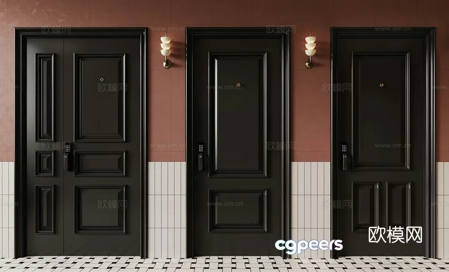 Single-open door French entrance door Single-open door Security door 3D model