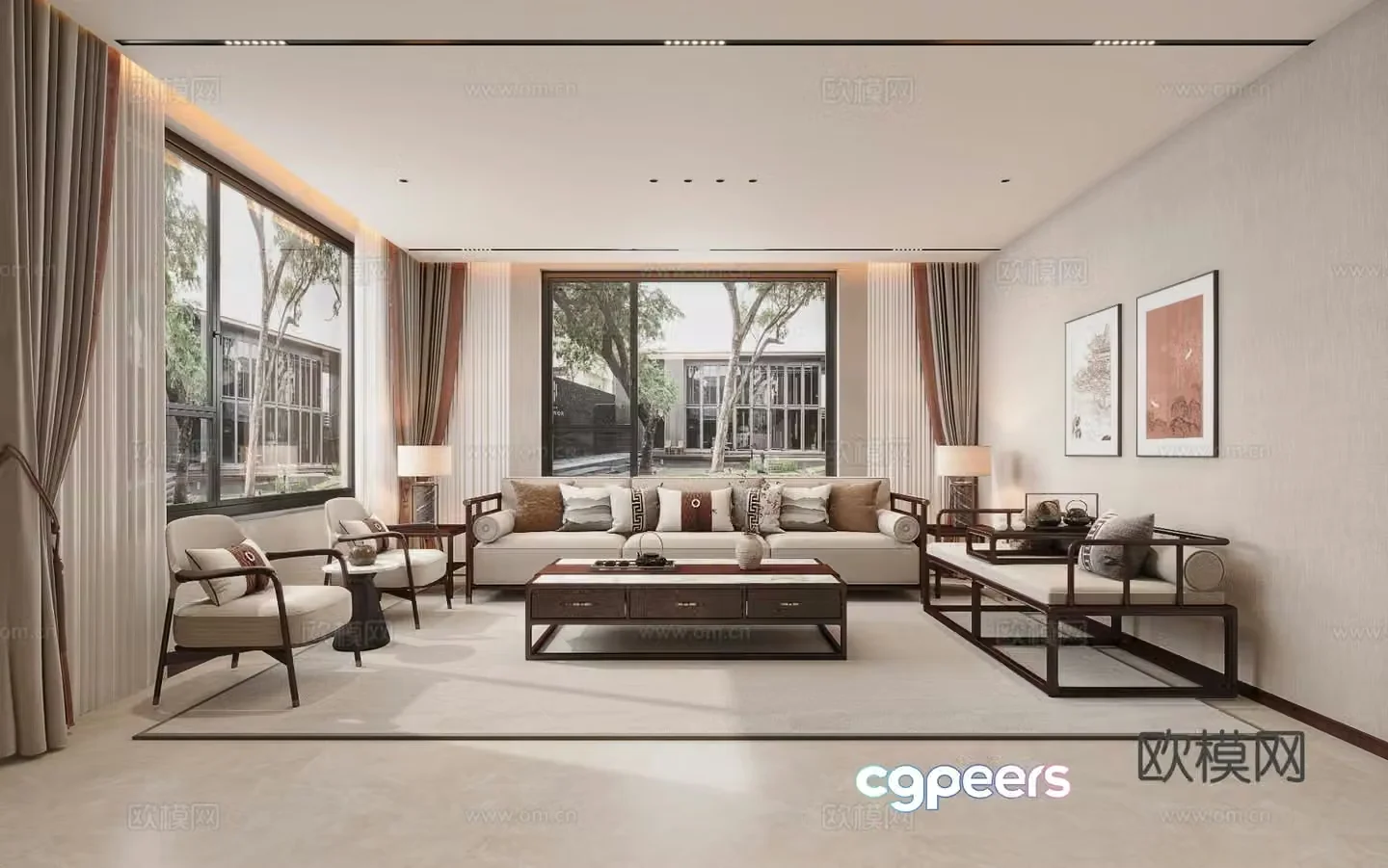 New Chinese style living room 3d model