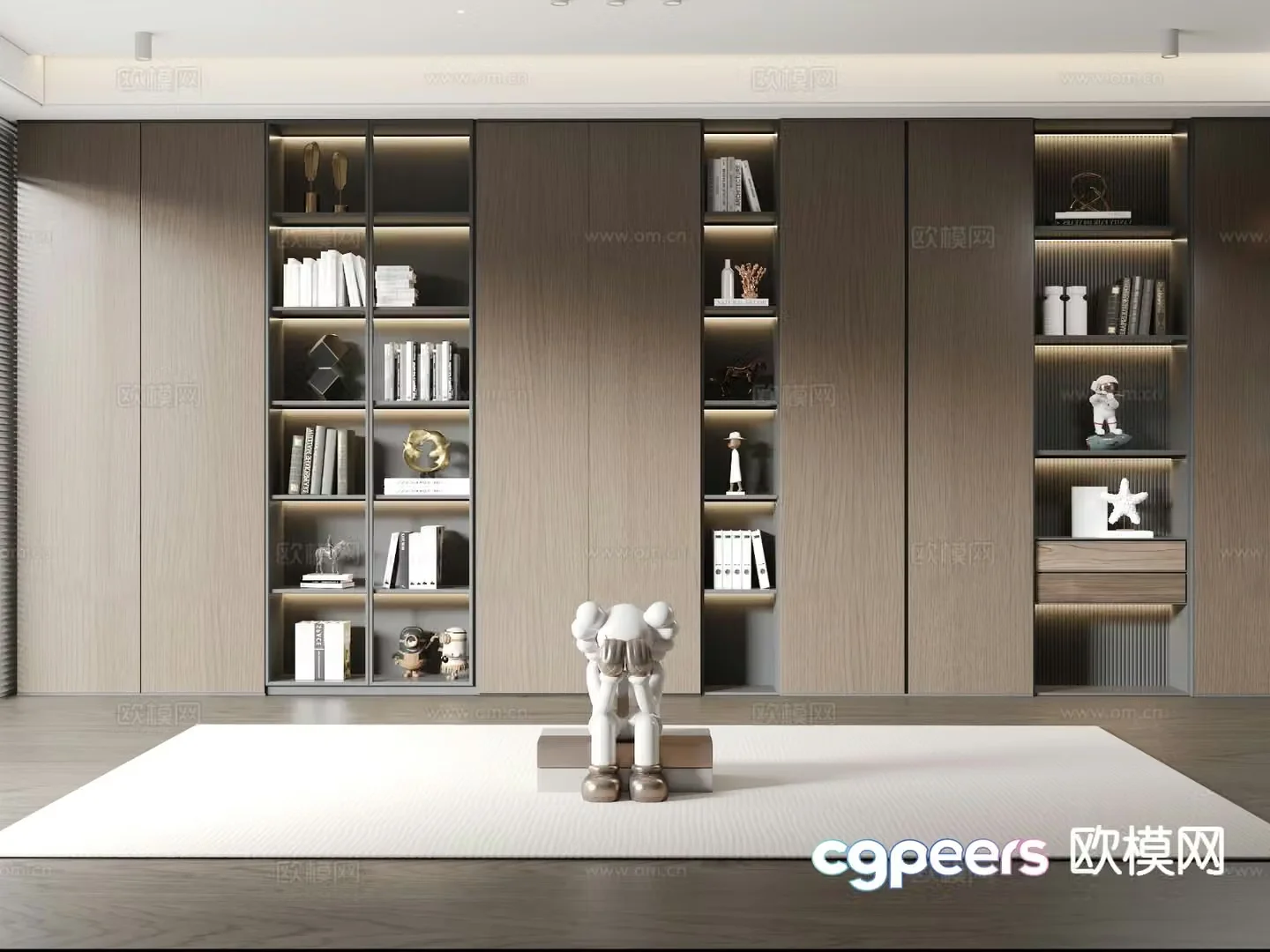 Modern bookcase 3d model