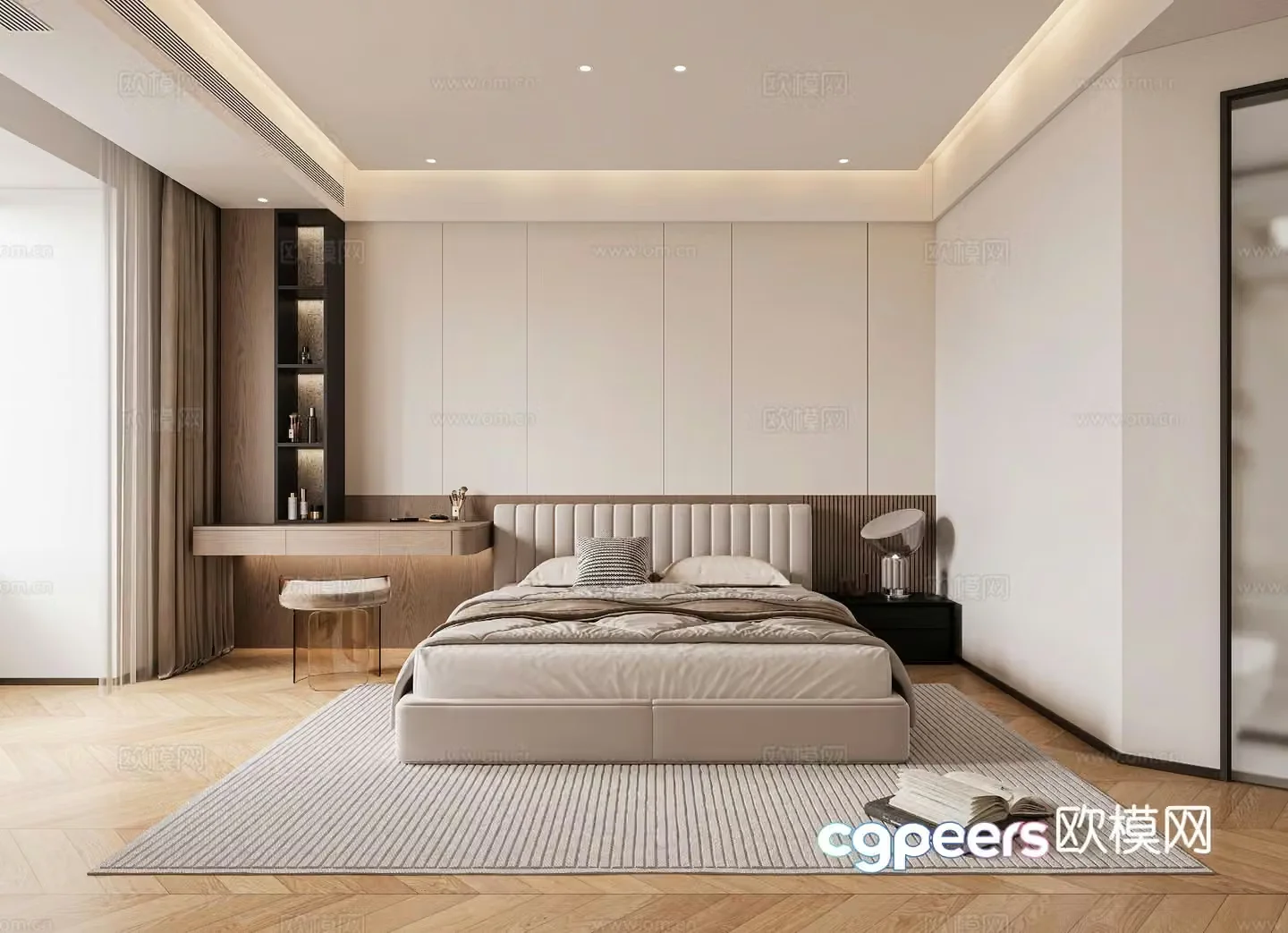 Modern minimalist bedroom dressing table desk writing desk light luxury bedroom 3d model