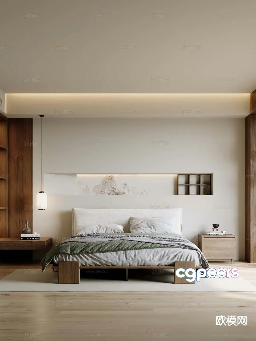 New Chinese style bedroom second bedroom 3D model