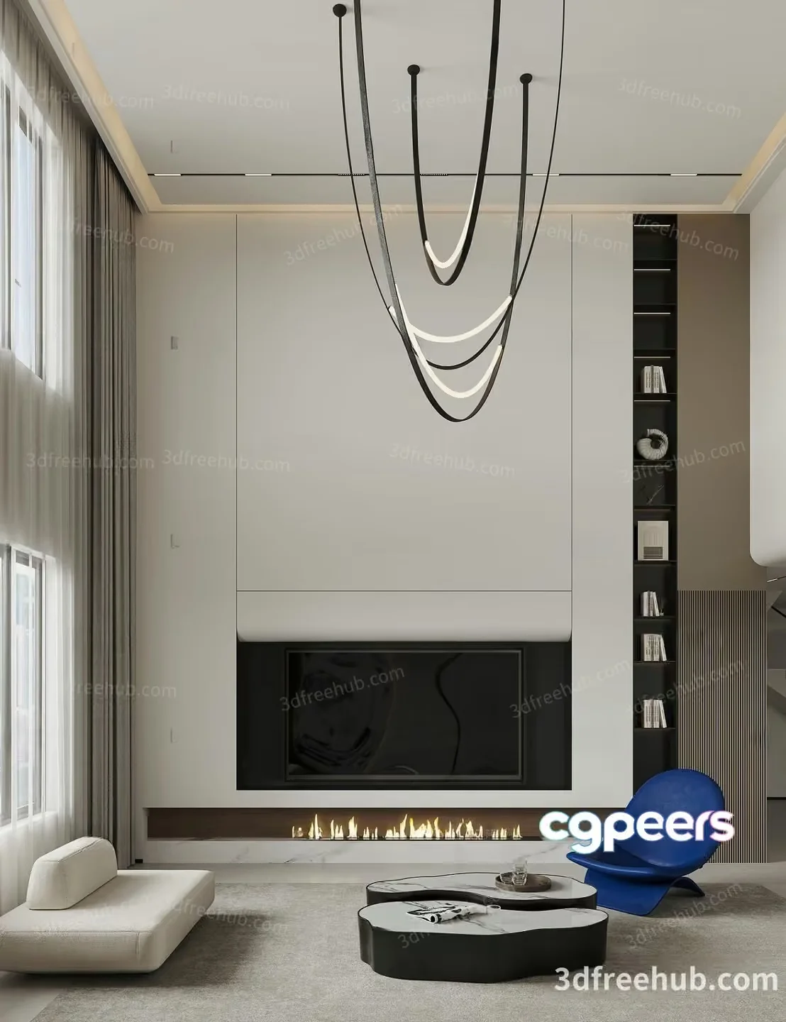 Modern Living Room 3D Model – 18990 – VRAY Render