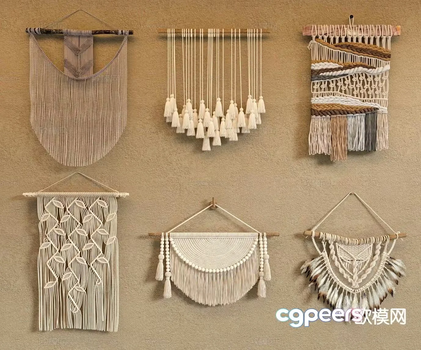 Wabi-sabi tassel wall decoration 3d model