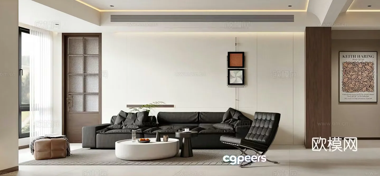 Modern living and dining room combination sofa leisure chair island dining table modern living room simple 3d model