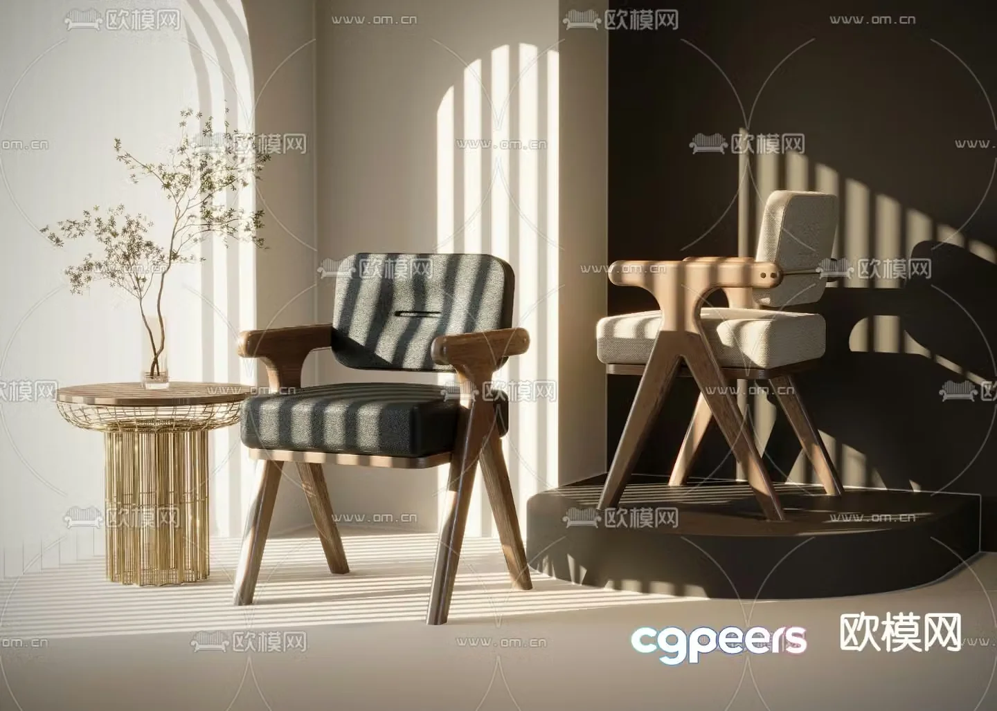 Log chair dining chair 3d model