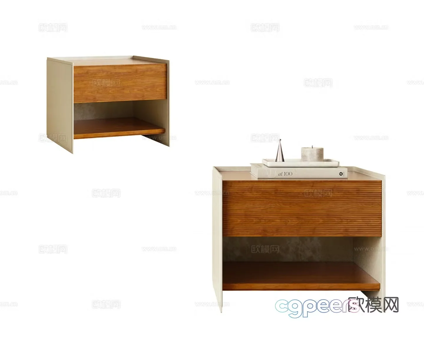 Modern bedside table finished bedside table square bedside table light luxury bedside table retro bedside table 3D model