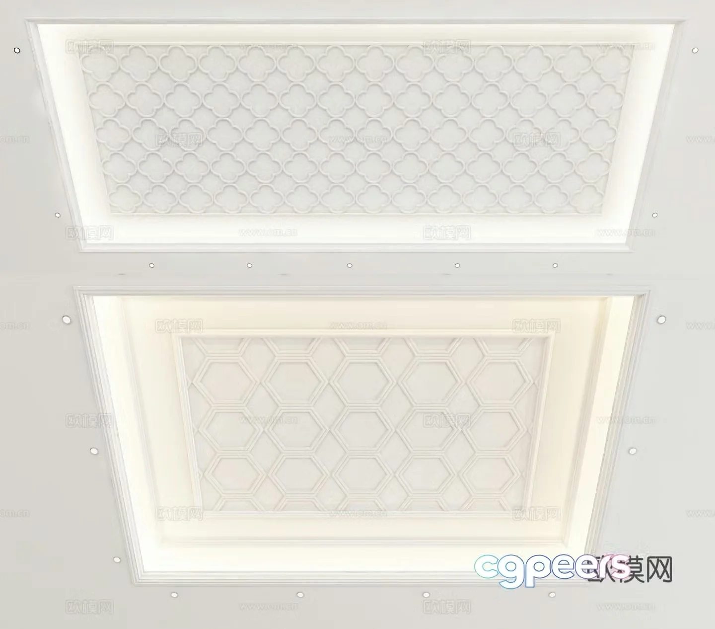 European ceiling geometric pattern ceiling 3d model