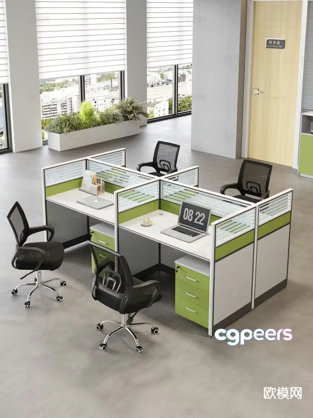 Modern desk staff desk staff desk 3d model