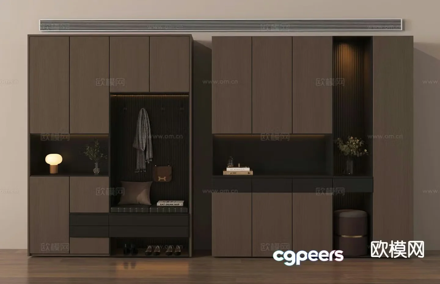 Italian style entrance shoe cabinet 3D model