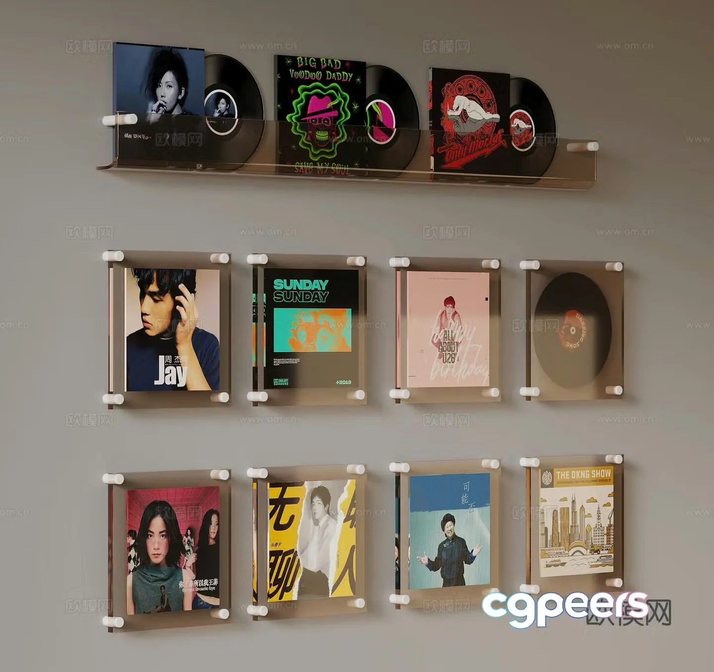 Modern Records Books 3D Model