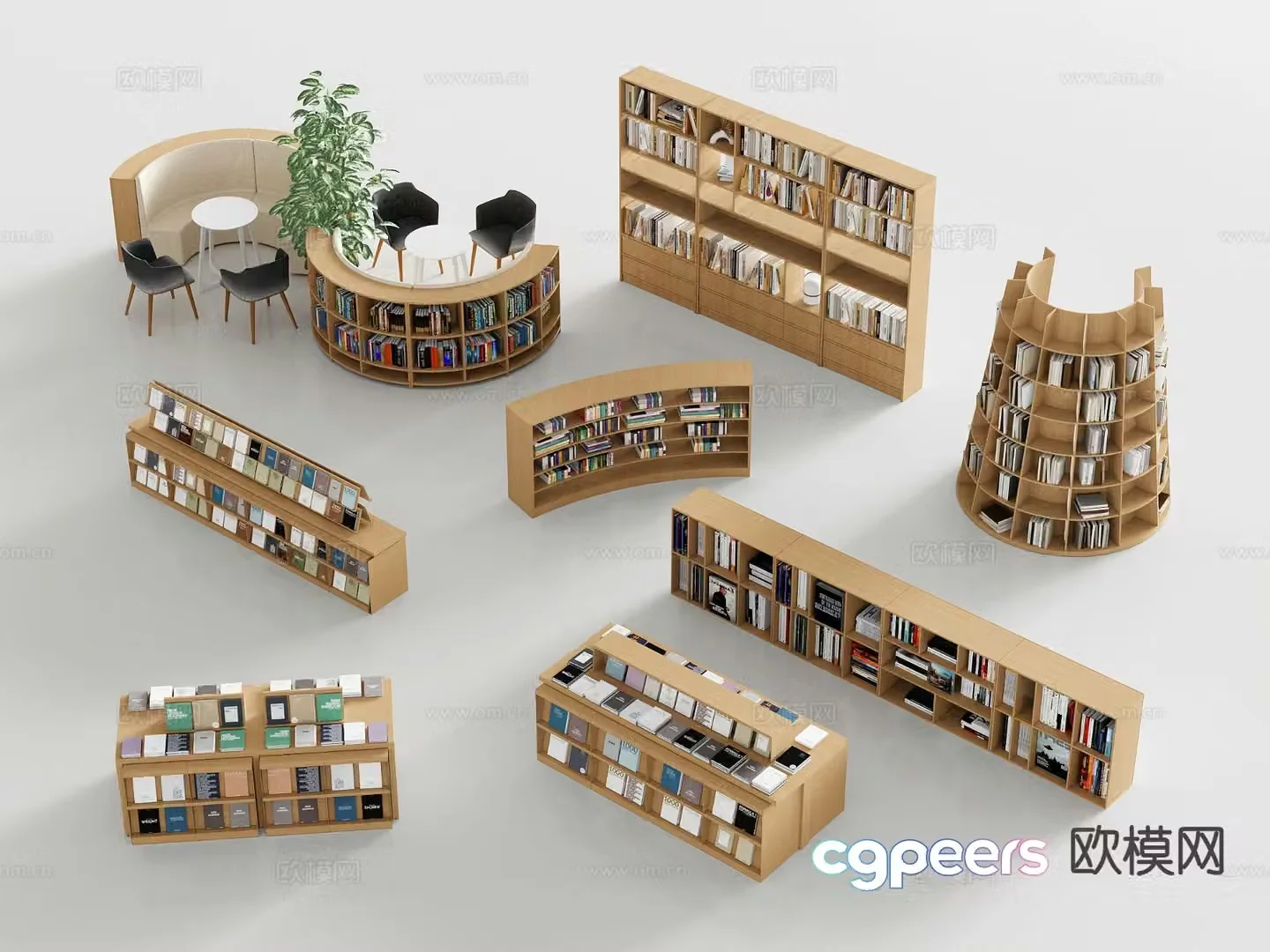 Modern bookshelf storage rack display rack display cabinet bookcase 3d model