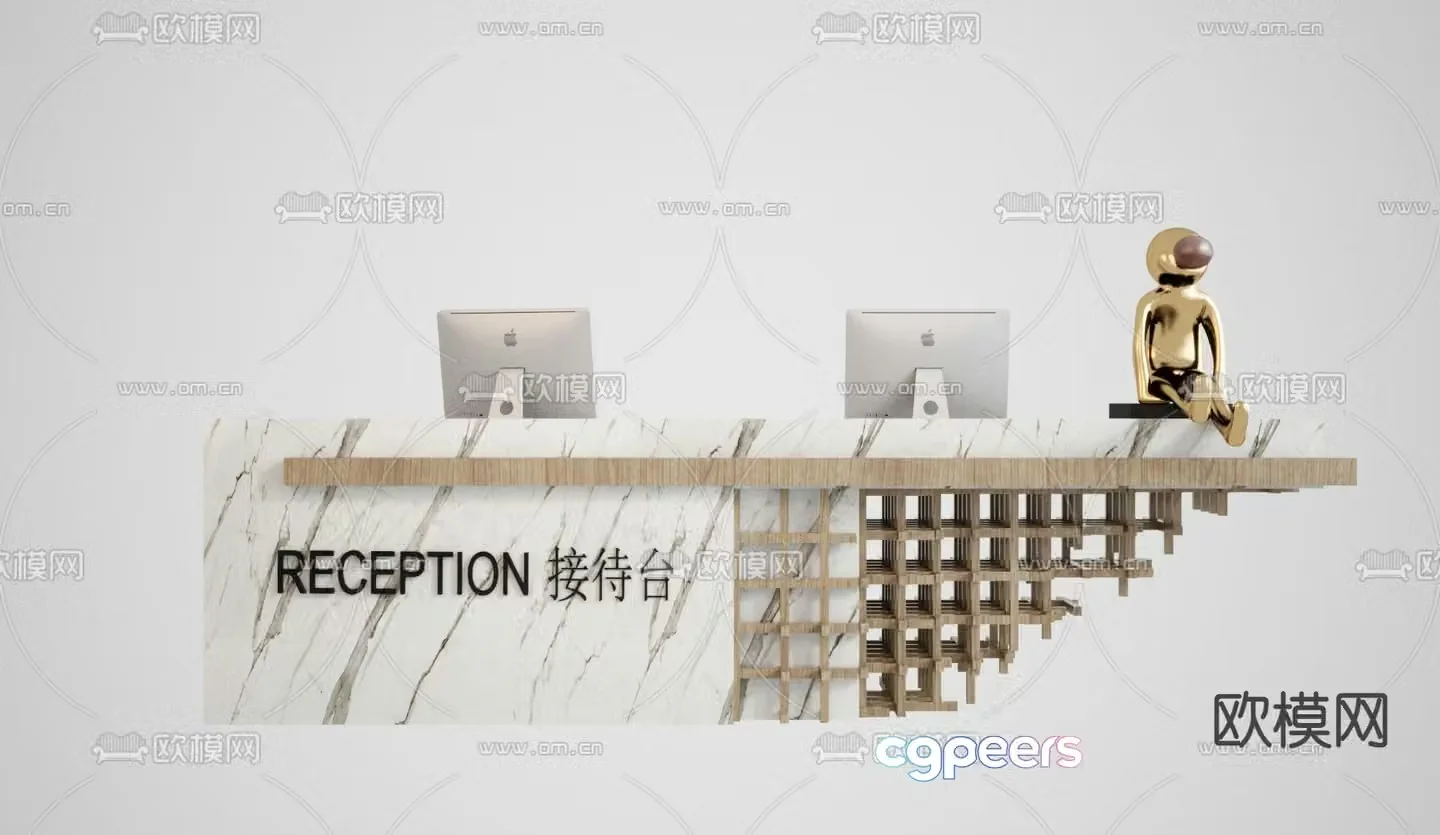 modern service desk reception desk front desk 3d model