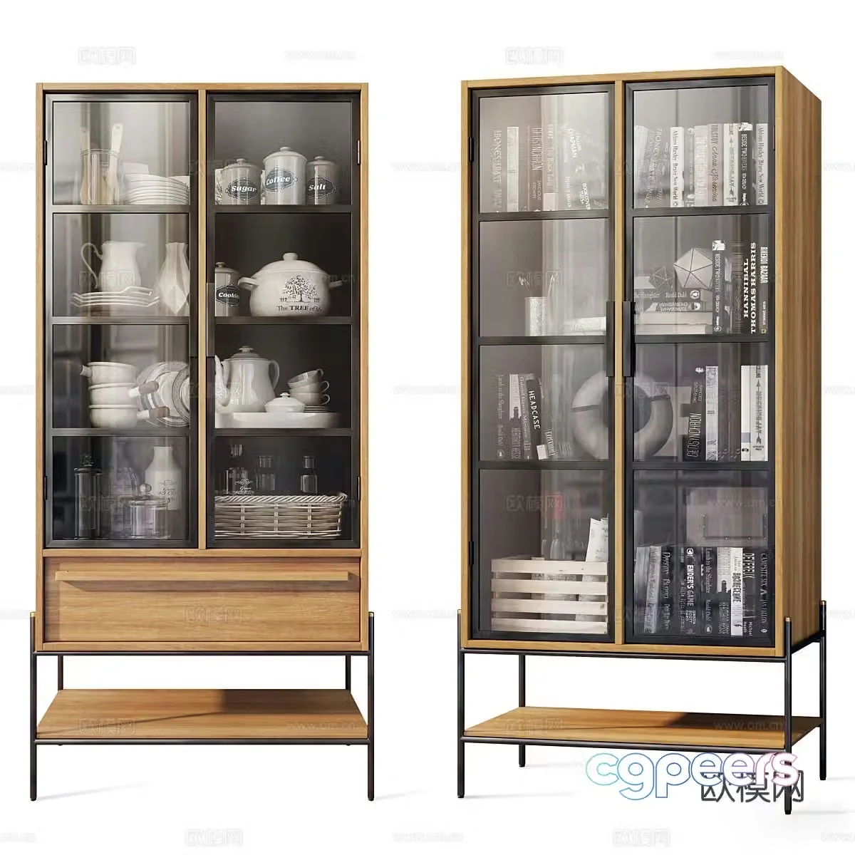 Modern bookcase display cabinet 3d model
