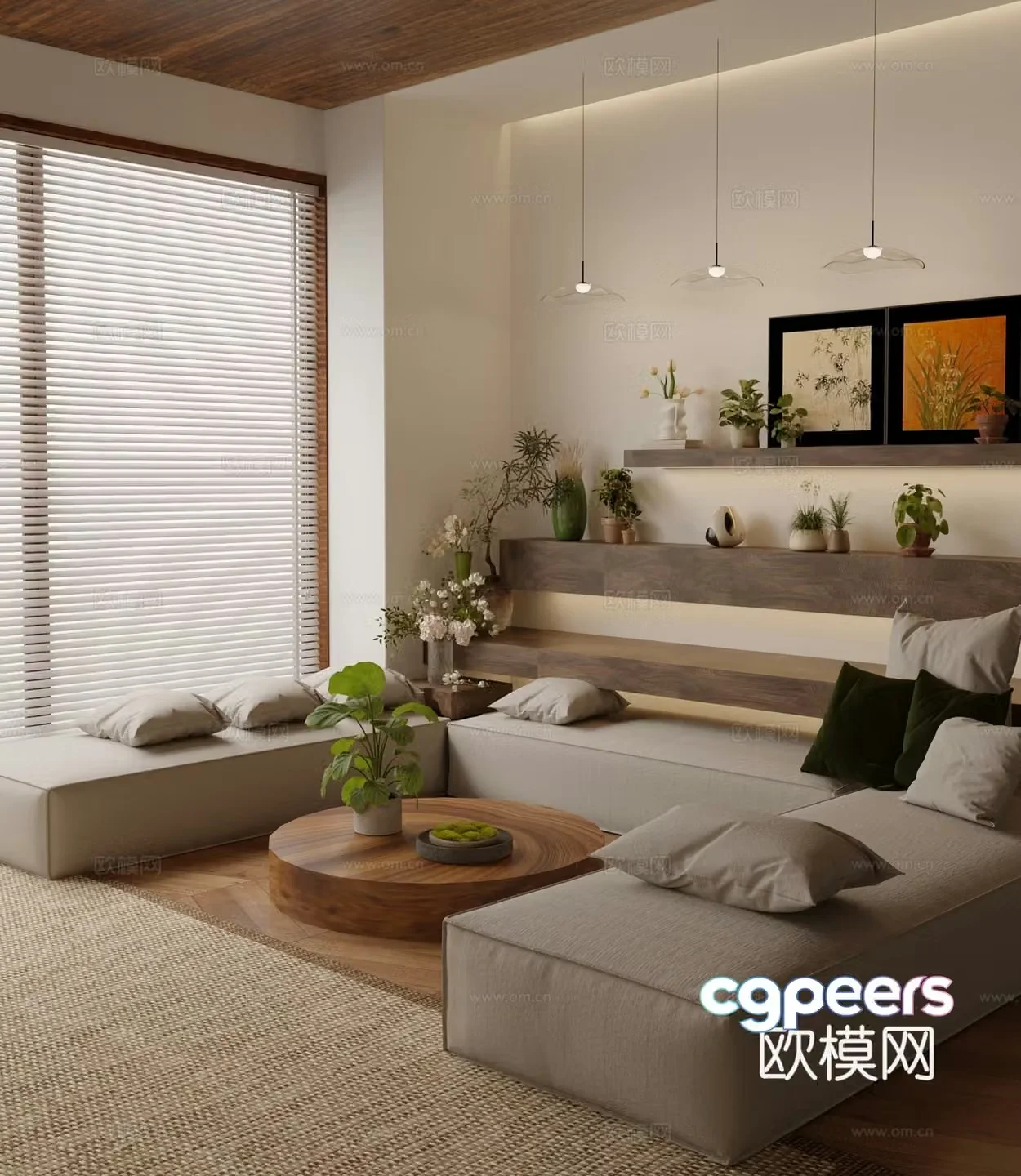 Multi-person sofa upholstered sofa 3d model