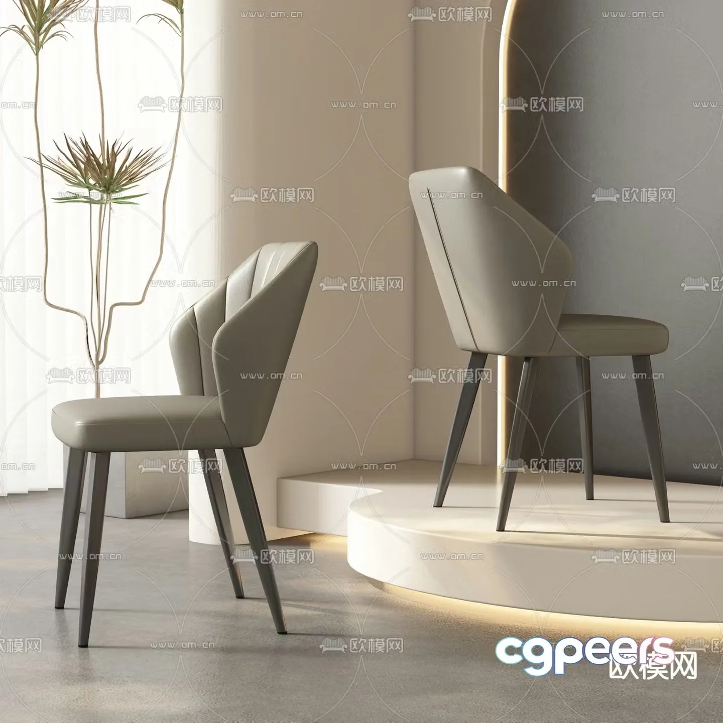 leather chair dining chair 3d model