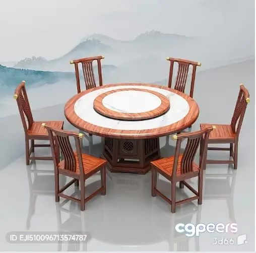 Wooden Dining Table 3D Model – 3351 – VRAY Render