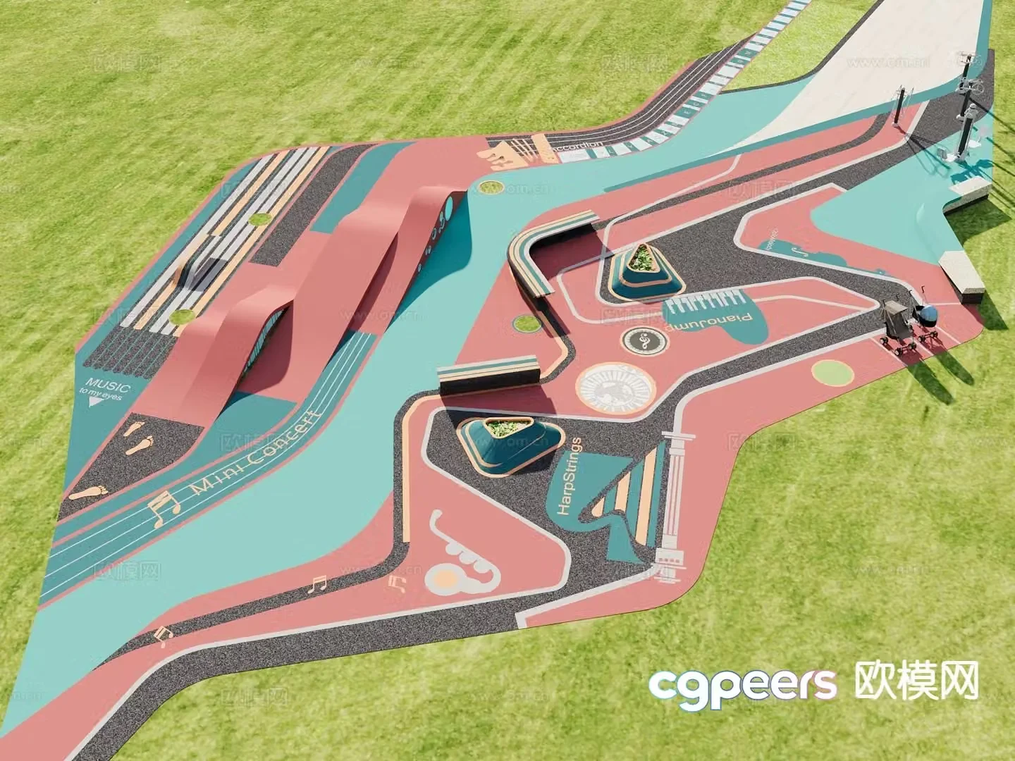 Pocket Park Sports Park 3d model