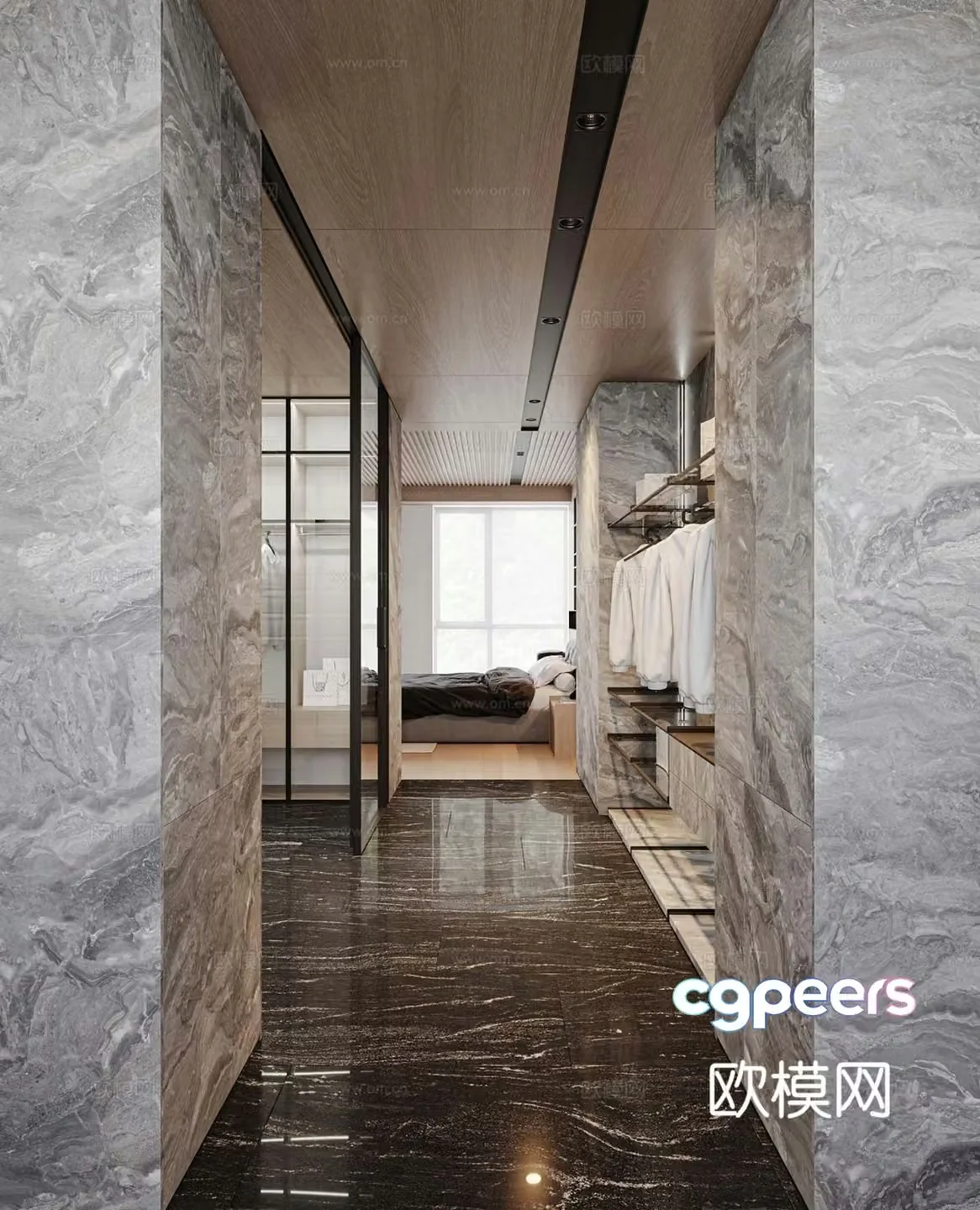 Modern doorless wardrobe cloakroom 3d model