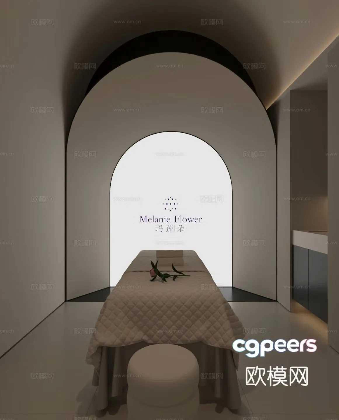 Cream style spa bath center 3d model