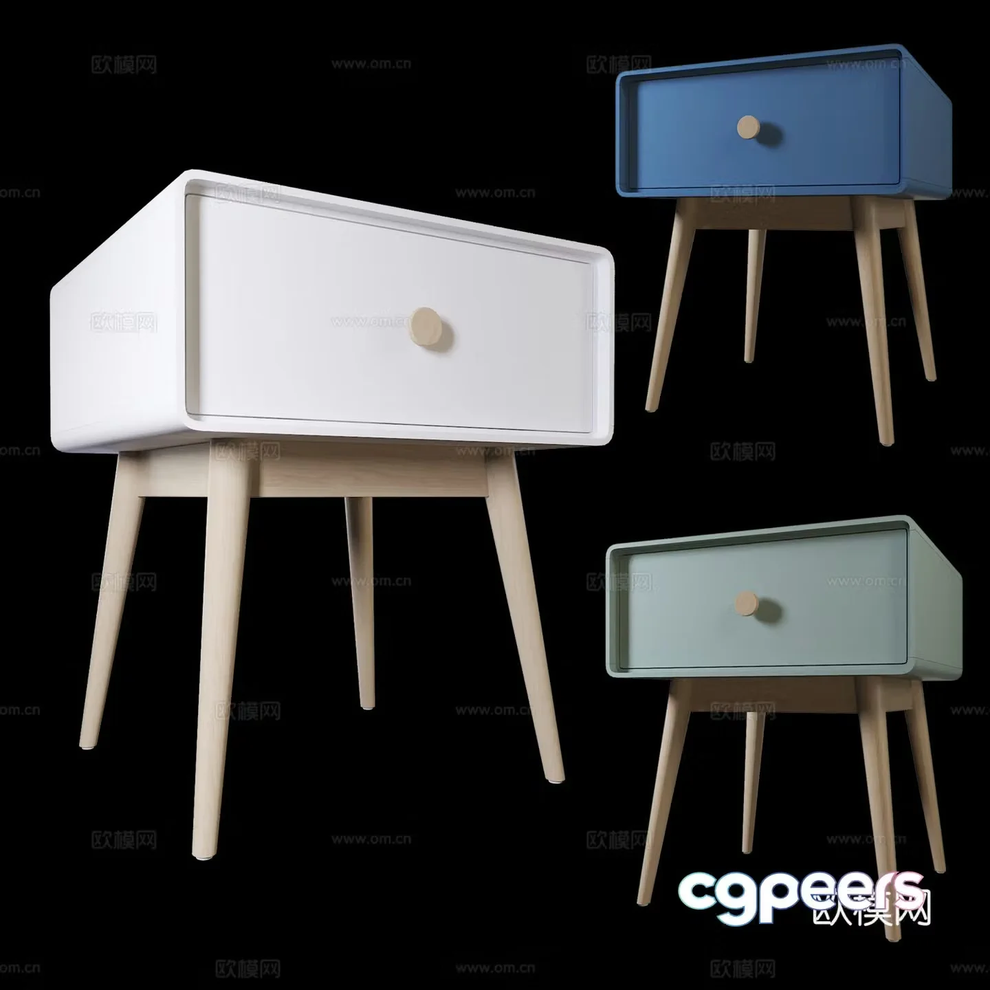 Modern Nordic log bedside table 3d model
