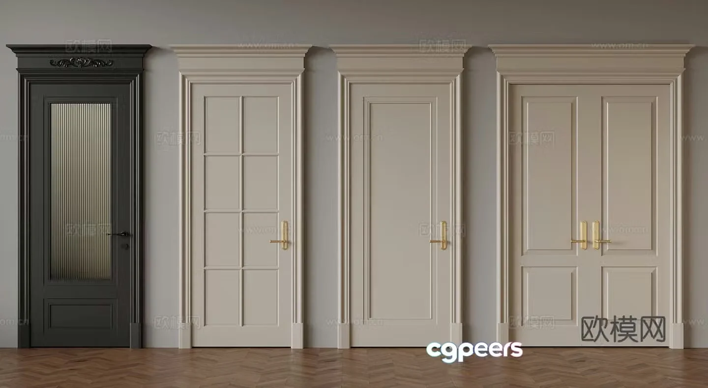 French doors Glass doors Double door 3D model