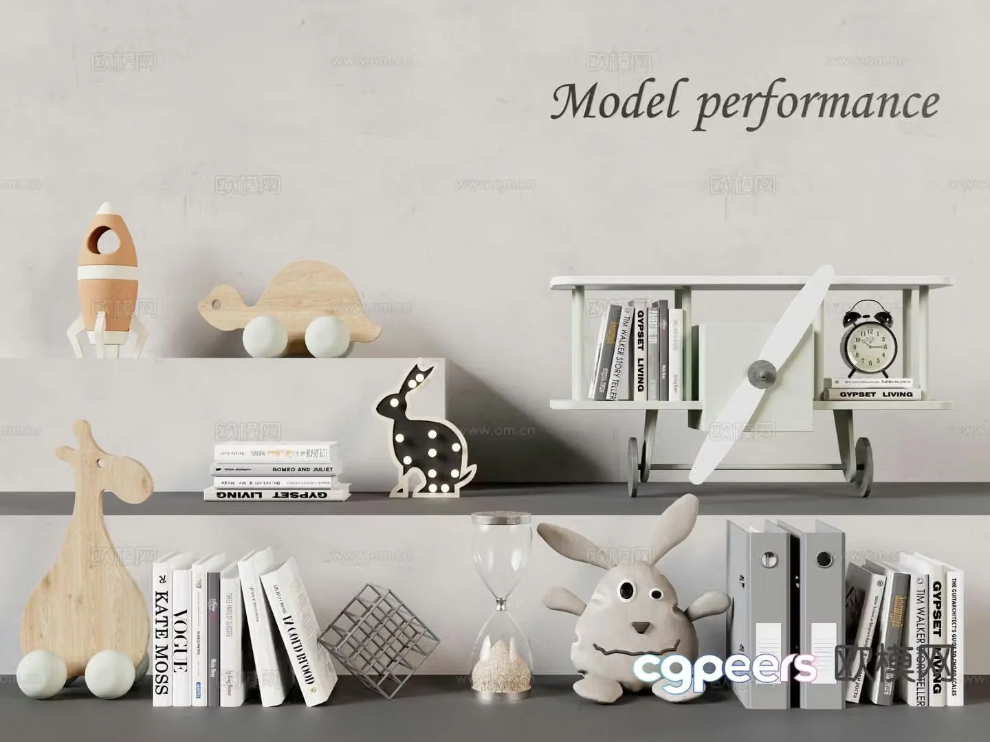 Modern decorations ornaments books toys information 3D model