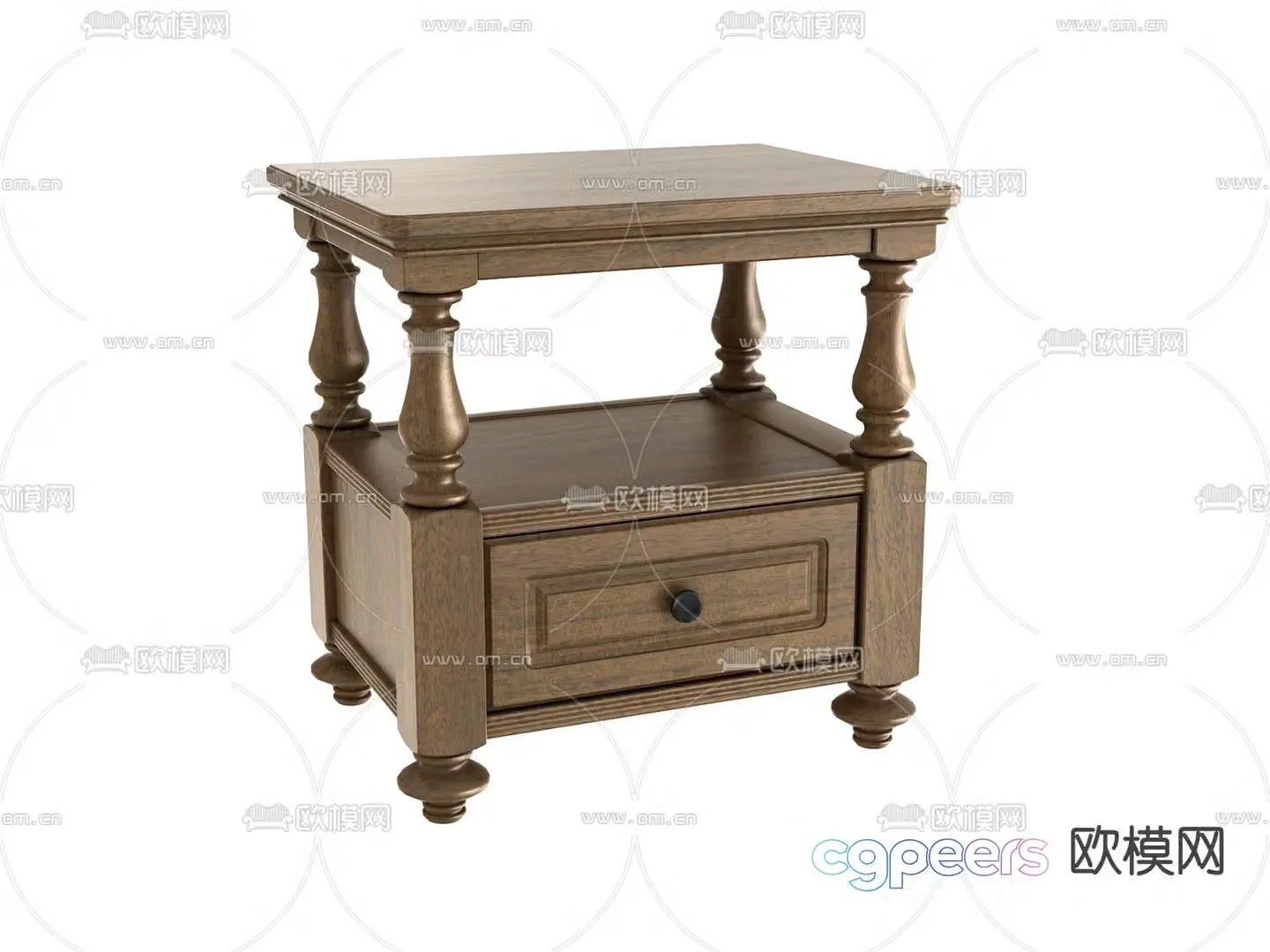 American bedside table 3d model