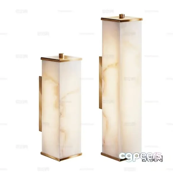 Two Tall Marble Lamps With Gold Accents 3D Model – 19737 – CORONA Render