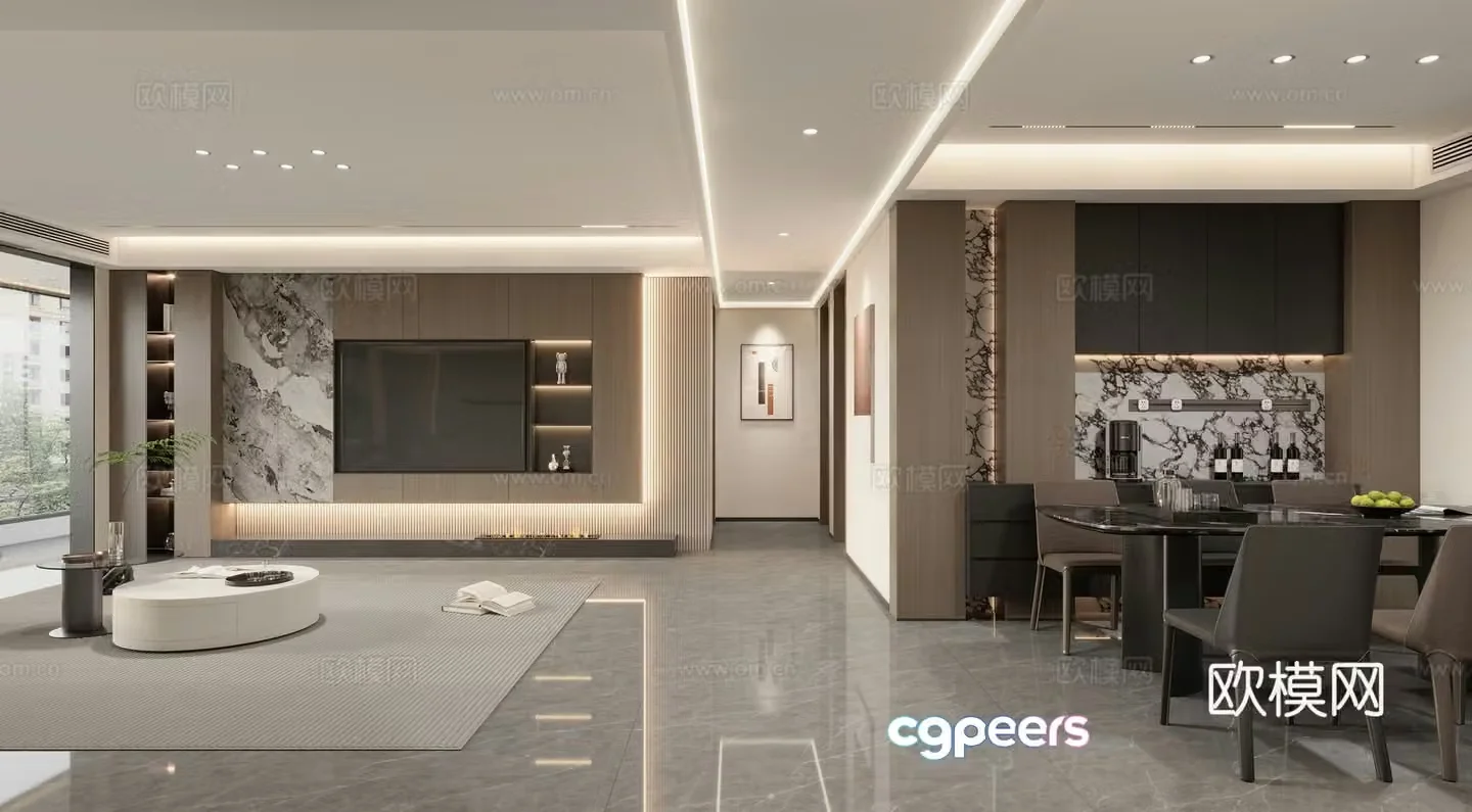 Modern Italian dining room 3d model