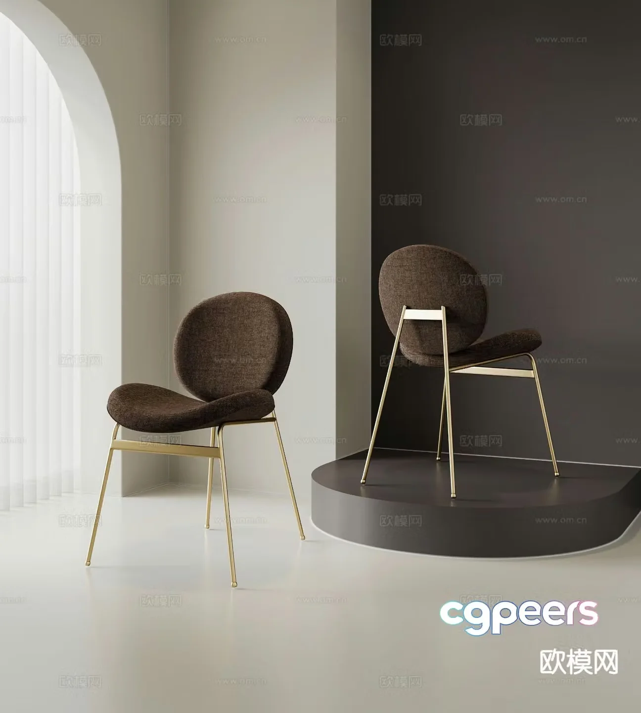 Modern leisure chair dining chair single chair 3d model
