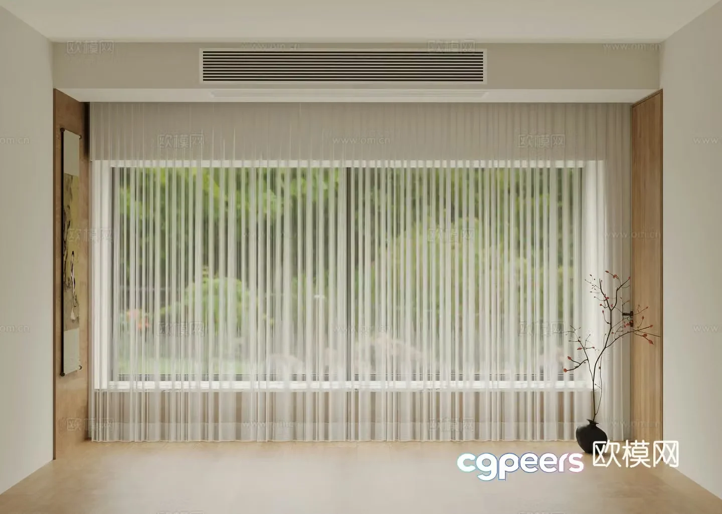 Modern gauze curtain 3d model