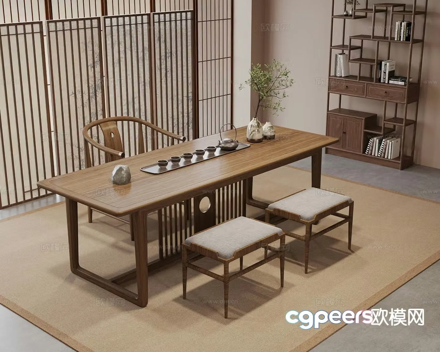 New Chinese style tea table tea table 3d model