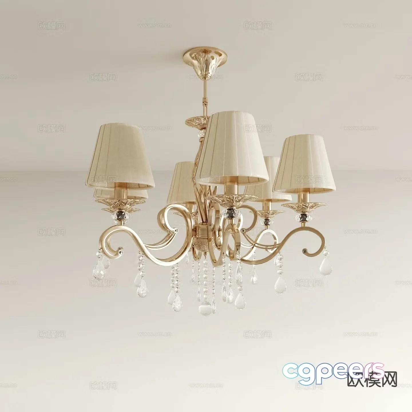 European style chandelier restaurant chandelier 3d model