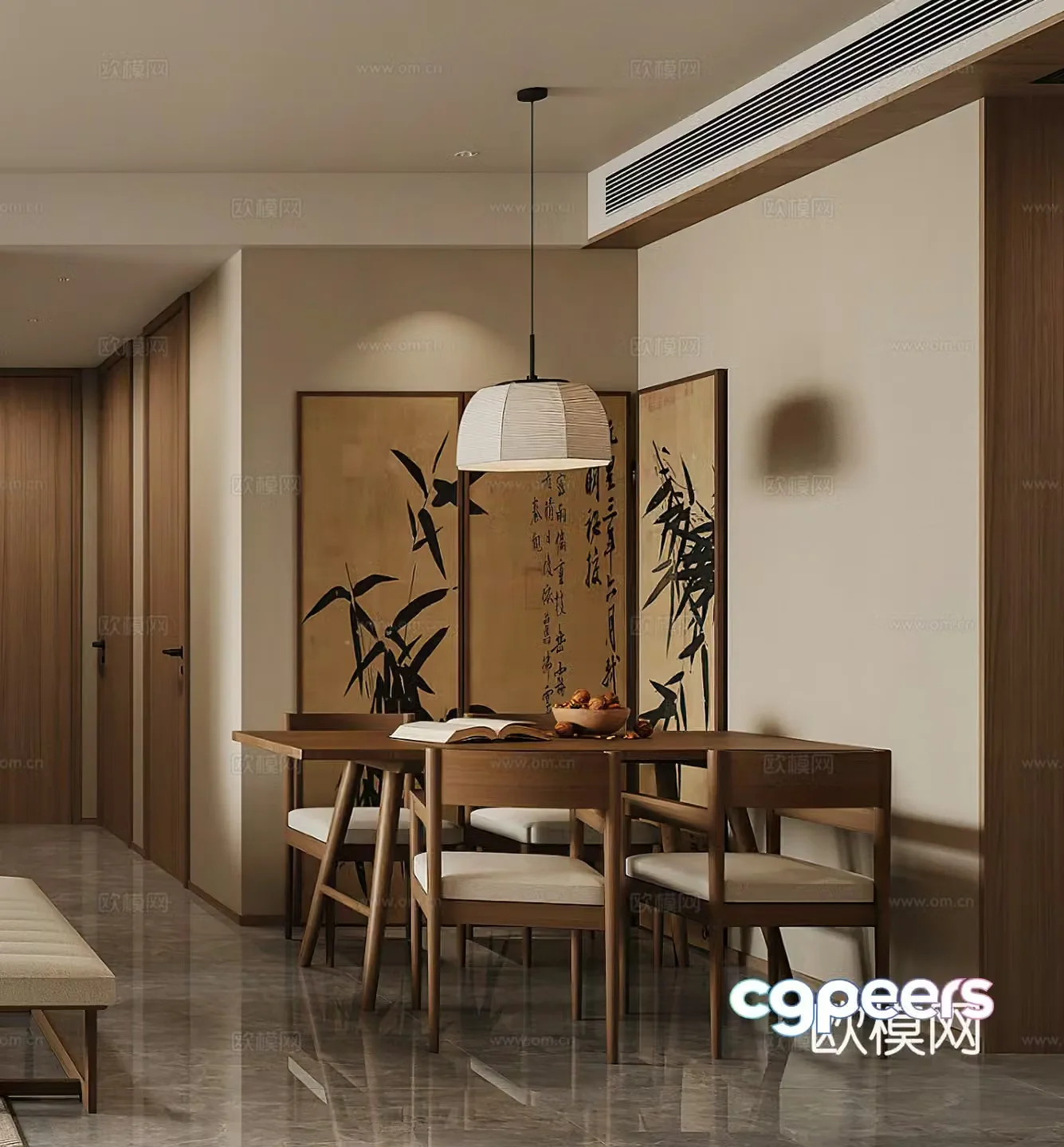 Middle-aged restaurant Wine cabinet Coffee machine Wasabi restaurant Middle-aged restaurant New Chinese restaurant 3D model